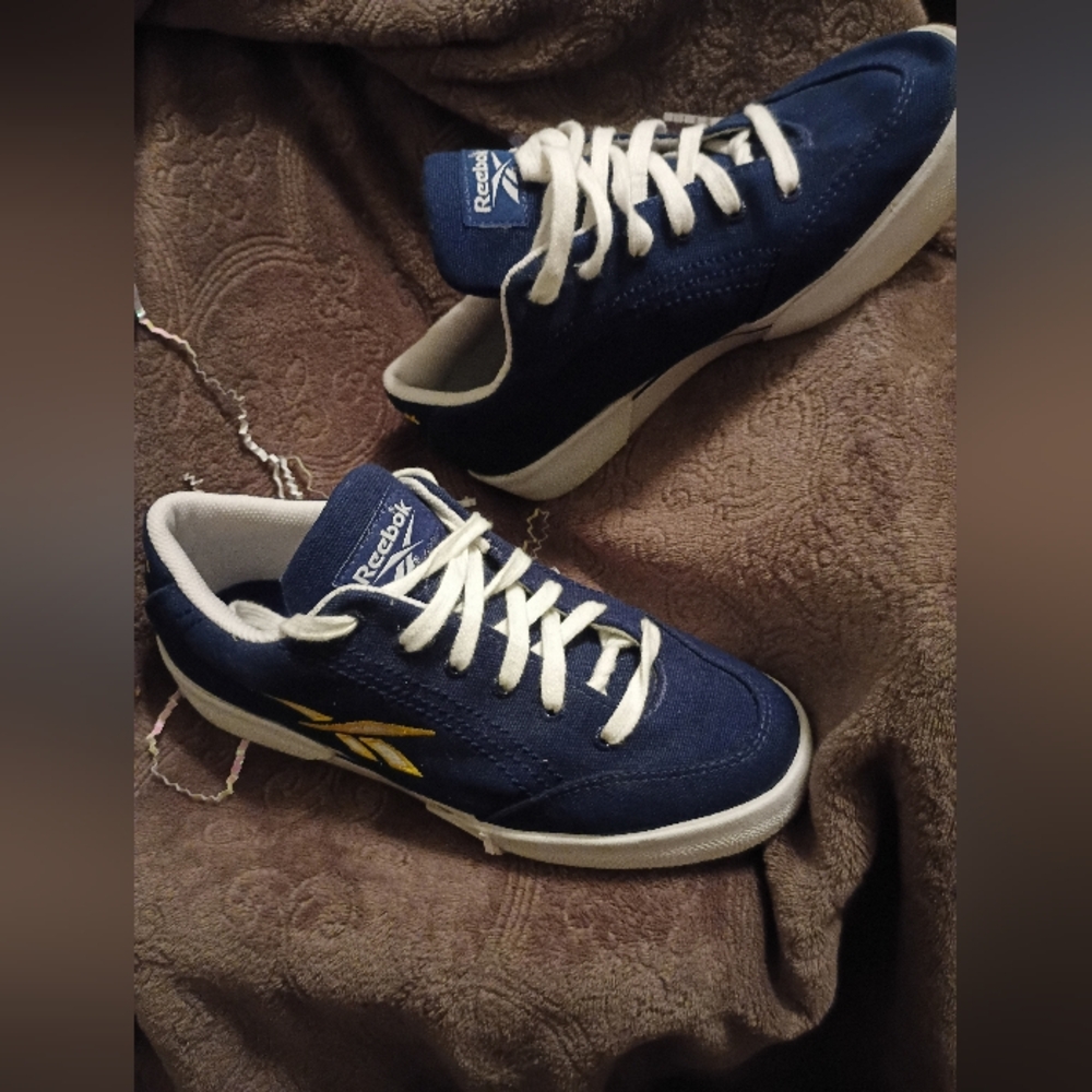 Reebok Blue and White Athletic Shoes with Classic Design